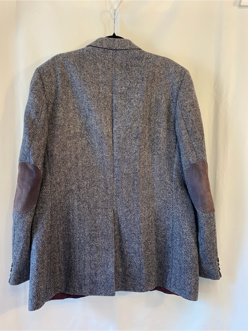 Vintage Sears Men's Dark Academia Herringbone 100% Wool Blazer Dinner Jacket